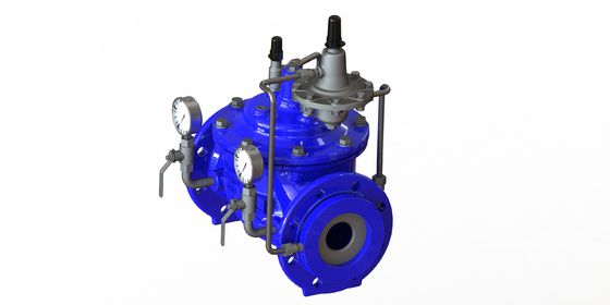 PN16 고압 저항 및 0-80 ° F 응용을위한 파란색 Ral5005 마무리 유연 철 흐름 제어 밸브